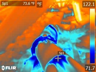 Air leaks found in ductwork with a thermal image camera during a home inspection in orlando florida