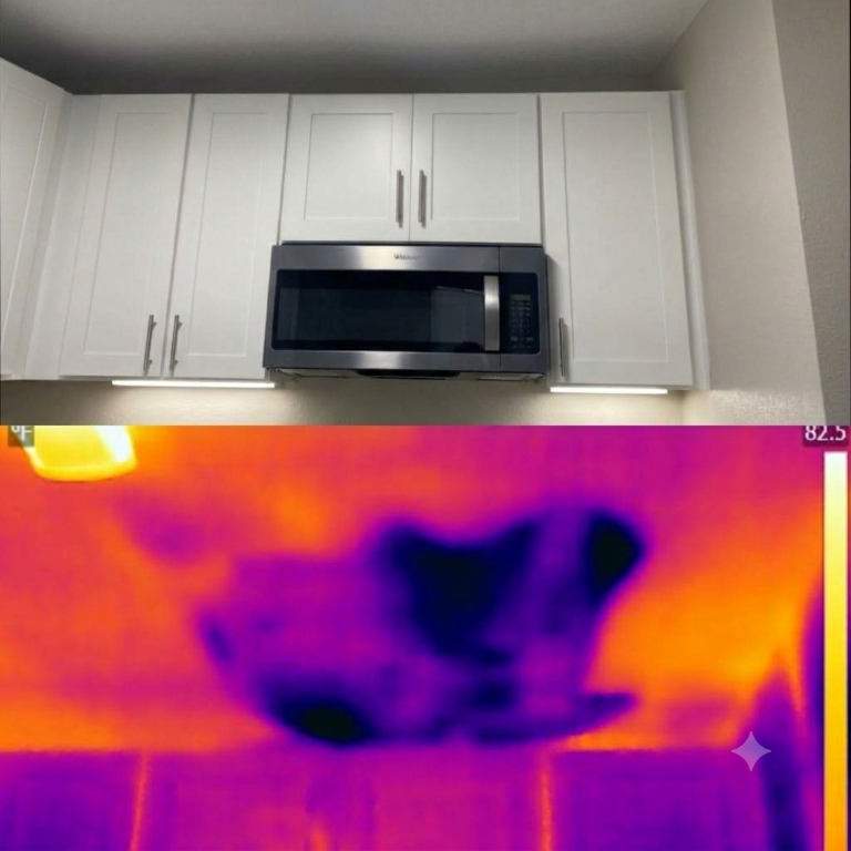 Plumbing leak detected in the downstairs ceiling from the bathroom above. The leak was detected with a infrared camera in orlando florida
